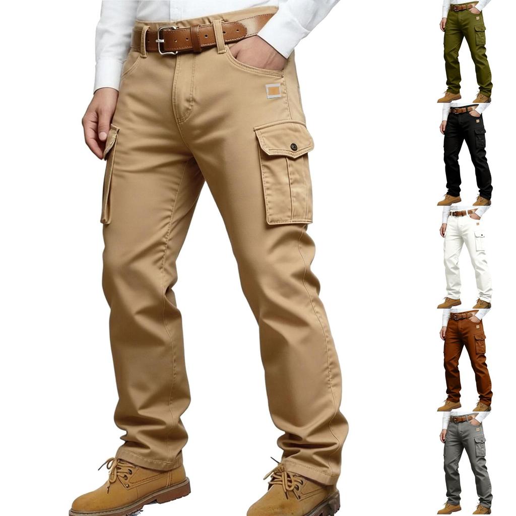 Men's Casual Retro Denim Work Pants In Straight Fit, Men's Multi-color Trousers