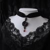 Gothic Black Snake Red Crystal Pendant Velvet Choker Necklace