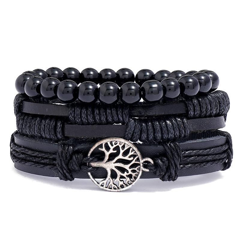ZORCVENS Classic Hand-Woven Leather Bracelet Multilayer Men Bracelets Punk Beads Bangle for Friend Charm Jewelry Gifts