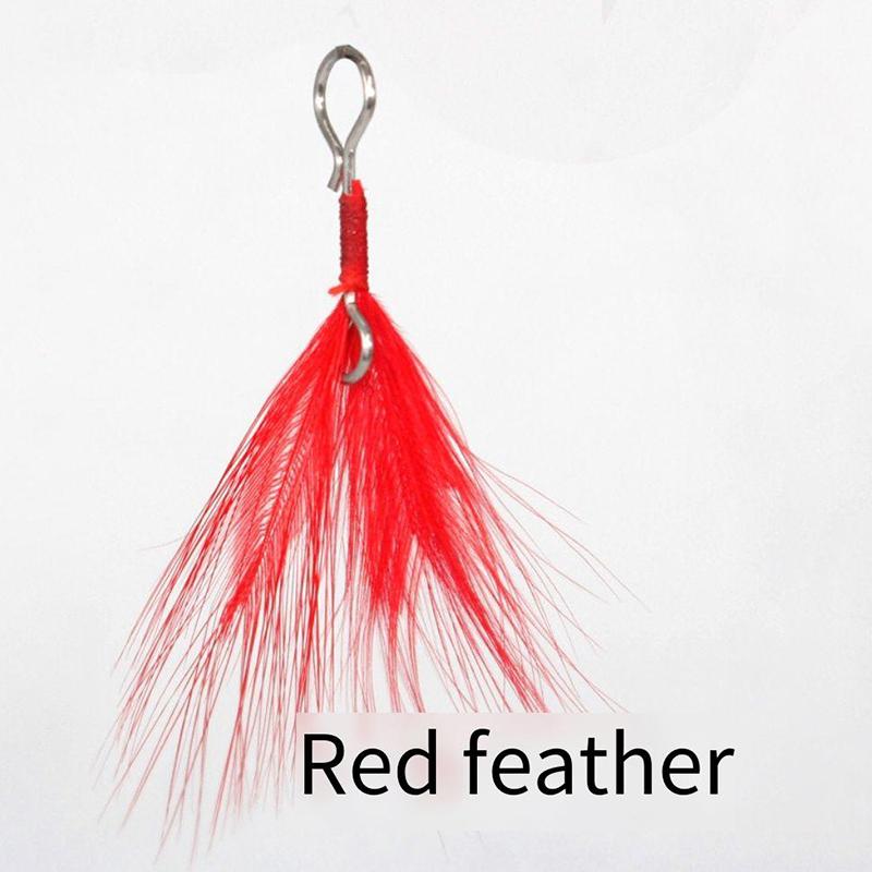 

10Pcs Dressed Feathered Fishing Hooks Carbon Steel Barbed Sharp Accessories Lure Bass Barbed красный
