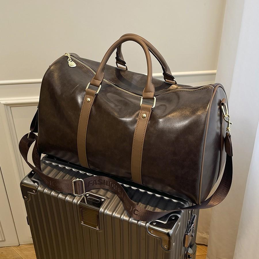 Retro European and American style short-distance travel bag autumn and winter simple solid color business travel luggage handbag student accommodation