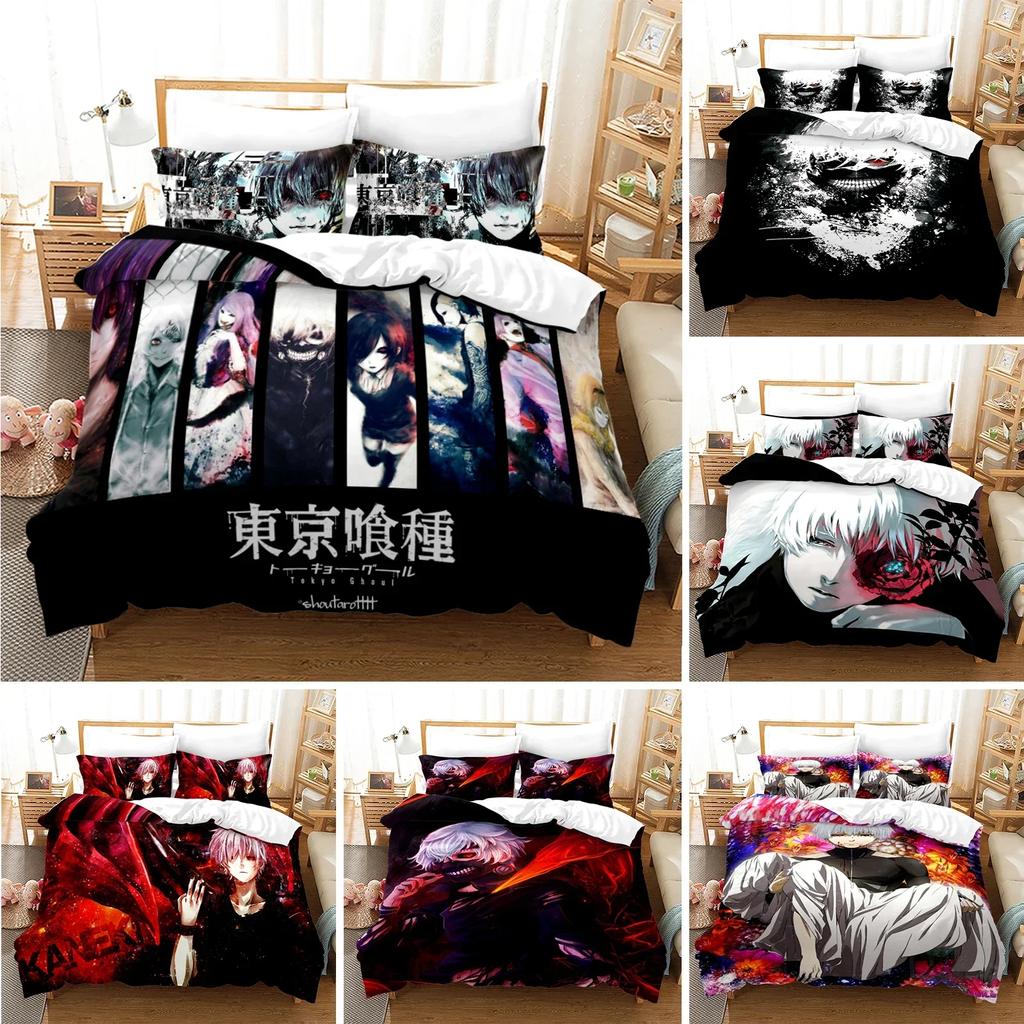 3D Printed Anime Tokyo Ghoul Comfortable Duvet Quilt Cover Pillowcase Bedding Set Children Bedroom Decoration Home Textile