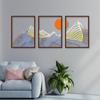 3 Pieces Mountain Metal Wall Art Decorative Painting Creative Line Drawing Decor