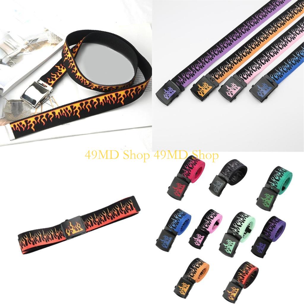 49MD Punk Flame Design Adjustable Unisex Belt For Hip Hop Streetwear Fashion Accessory