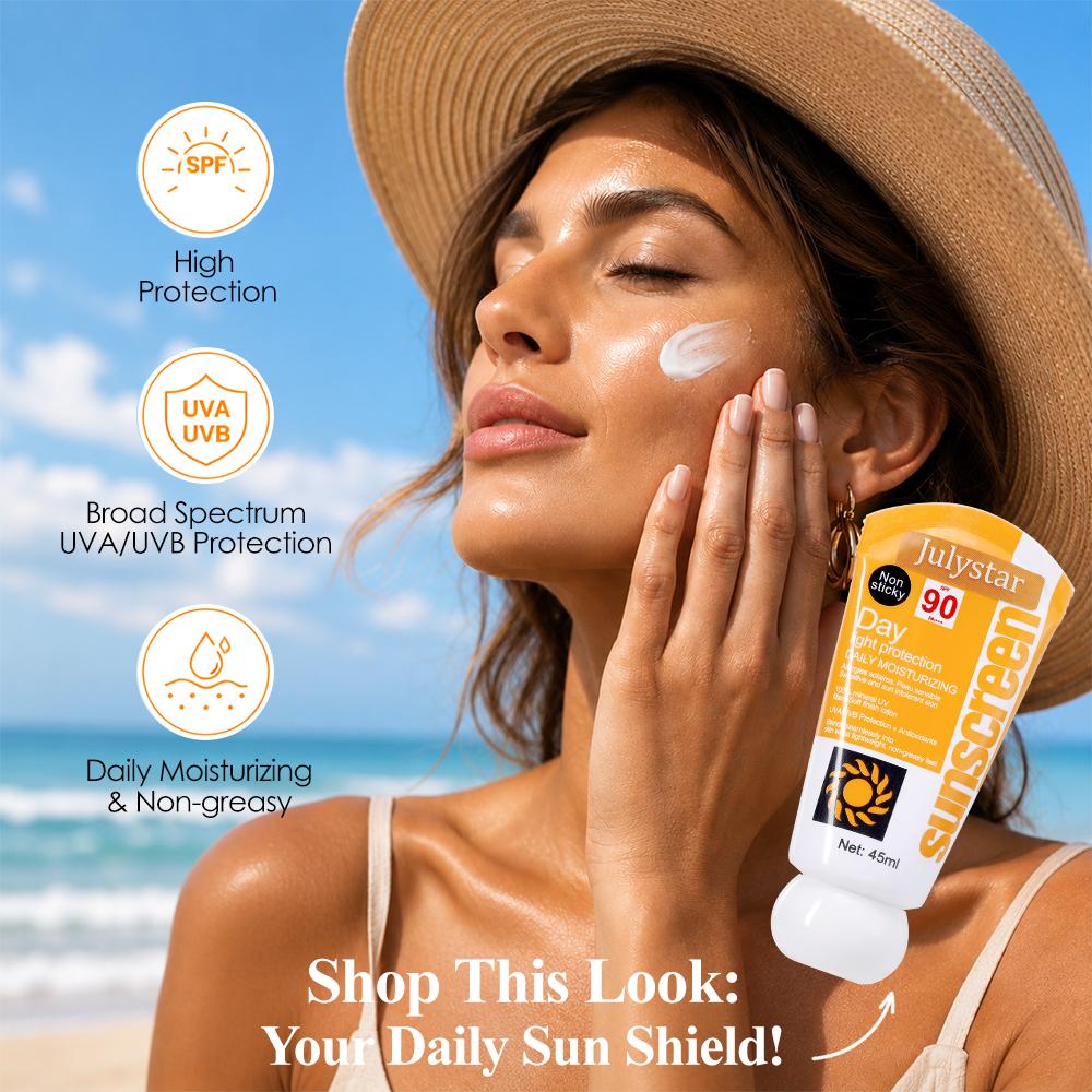 JULYSTAR Face Sunscreen, Moisturizing Makeup Primer, Non-Sticky Lightweight Sunscreen Cream for Daily Wear
