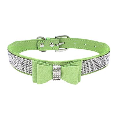 Decorazione Animale Cucciolo Cane Gatto Collare Regolabile Accessorio Cinturino Fibbia Strass Pelle PU