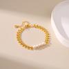 Wheat Spike Freshwater Pearl 18k Gold Plated Bracelet Elegant Women Hand Jewelry