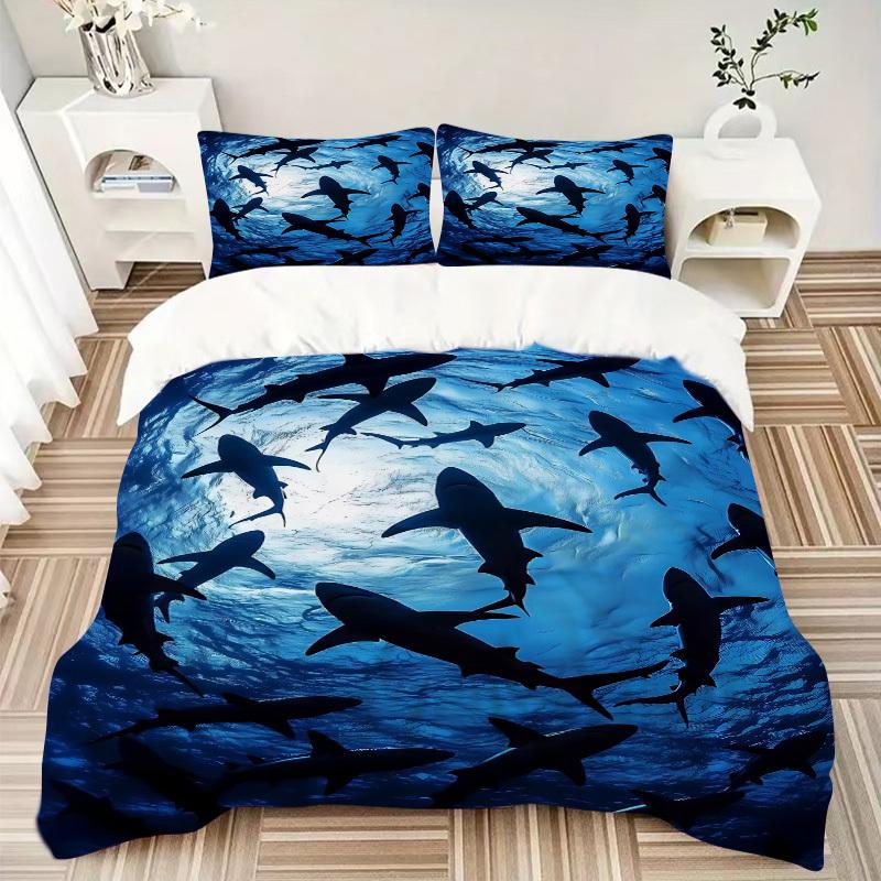 Set Biancheria da Letto 3 Pezzi Squalo Include 1 Piumone + 2 Federe, Senza Imbottiture per Cuscini, Morbido Confortevole,a0909142