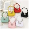 Versatile Mini Handheld Jelly Bag Bow Decoration Candy Color Crossbody Bag New Fashion Handbag with Chain Women Girls Moon Bag