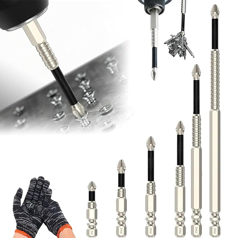 High Magnetic Screwdriver Drill Bit Set, Anti-Slip Drill Bit Set, 25 50 65 70 90 150mm, Universal Electric Alloy Steel Screwdriver Set (A 12pcs)
