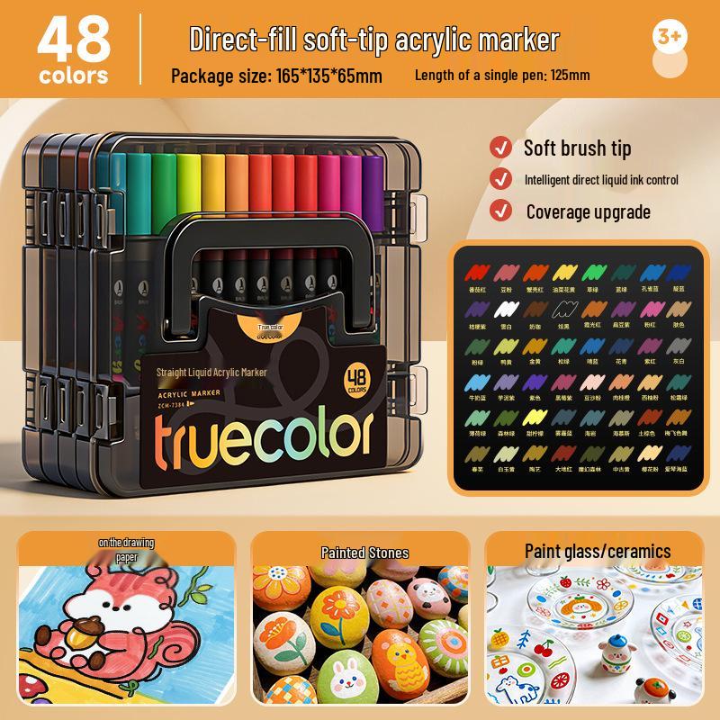 Acrylic Square Barrel Marker Pen Set for Kids - Opaque Watercolor Pens