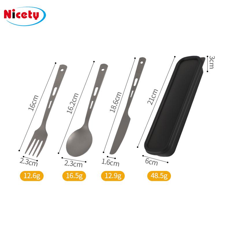 4-Piece Portable Titanium Cutlery Set with Chopsticks and Storage Box for Camping