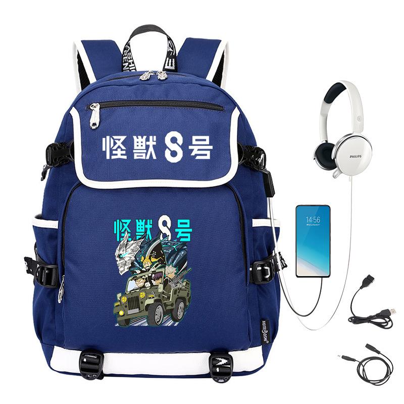 Monster No. 8 Peripheral Personalized Printed Backpack with USB Interface Cross-border Korean Edition Student Leisure School Bag