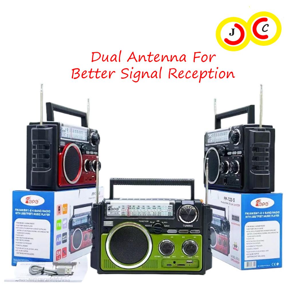 Profesyonel Şarj Edilebilir/Pilli Radyo Analog Ayarlı FM/AM/SW Bluetooth Hoparlör Güneş Panelli Radyo