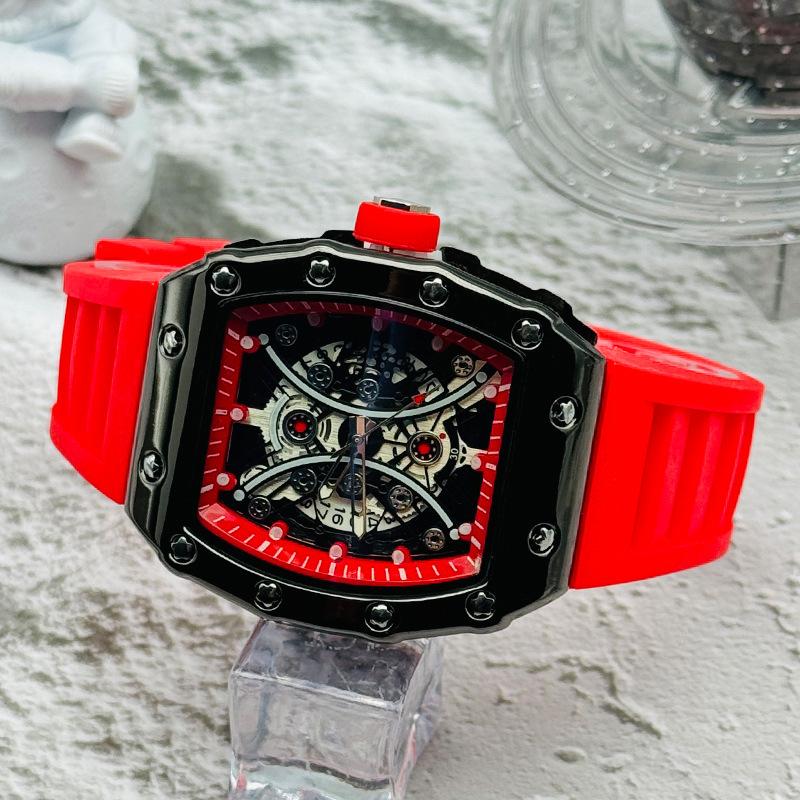 JYL Men's Watch Cool Waterproof Barrel Silicone Strap