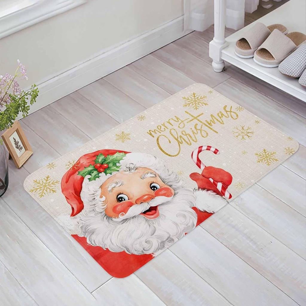 Merry Christmas Santa Snowflakes Non-slip Door Mat Entrance Welcome Rugs Bedroom Balcony Hallway Floor Mat Christmas Decorations
