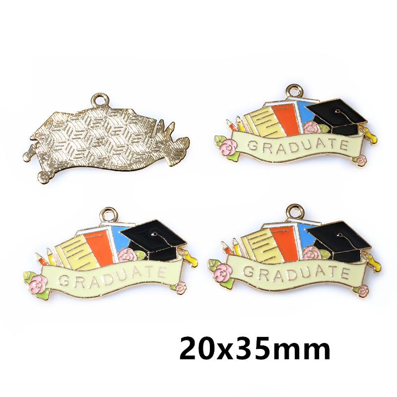 10Pcs Enamel Graduation Hat Charms Pendant for Necklaces Earrings DIY Jewelry Making Decorations Accessories Findings