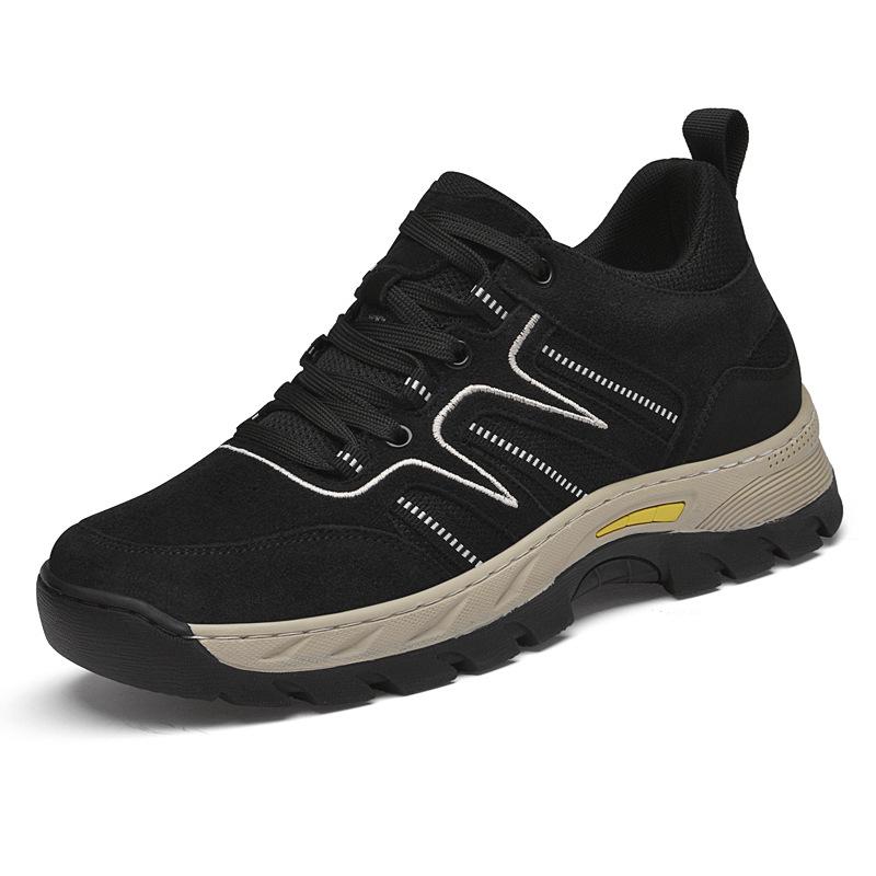 Men s 8CM Height-Boosting Waterproof Hiking Shoes - Round Toe, Versatile Outdoor Spring Footwear. 43