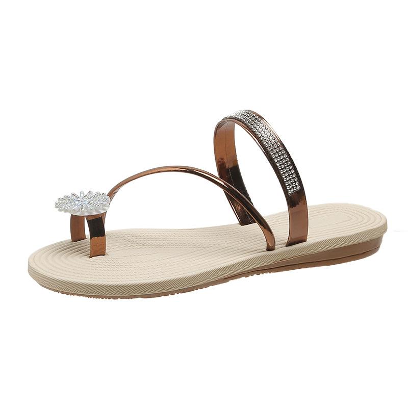 

Стильный и простой набор летних шлепок для женщин, новые женские сандалии на плоской подошве со стразами 42 шоколадный коричневый