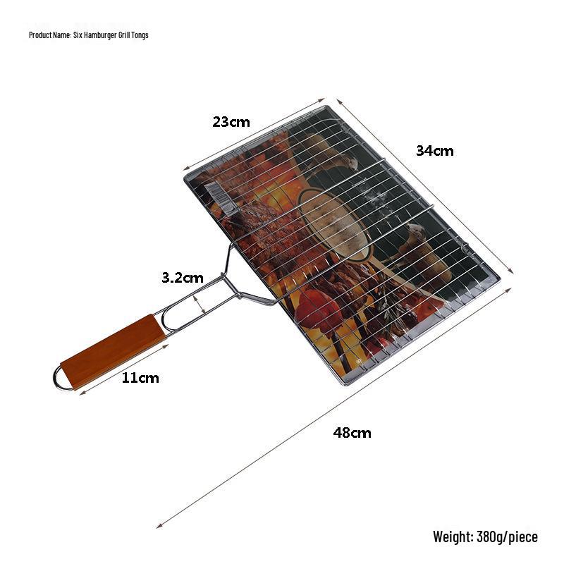 Heavy-Duty Electroplating BBQ Clip for Grilled Fish & Hamburgers - Outdoor Square Grill Tool
