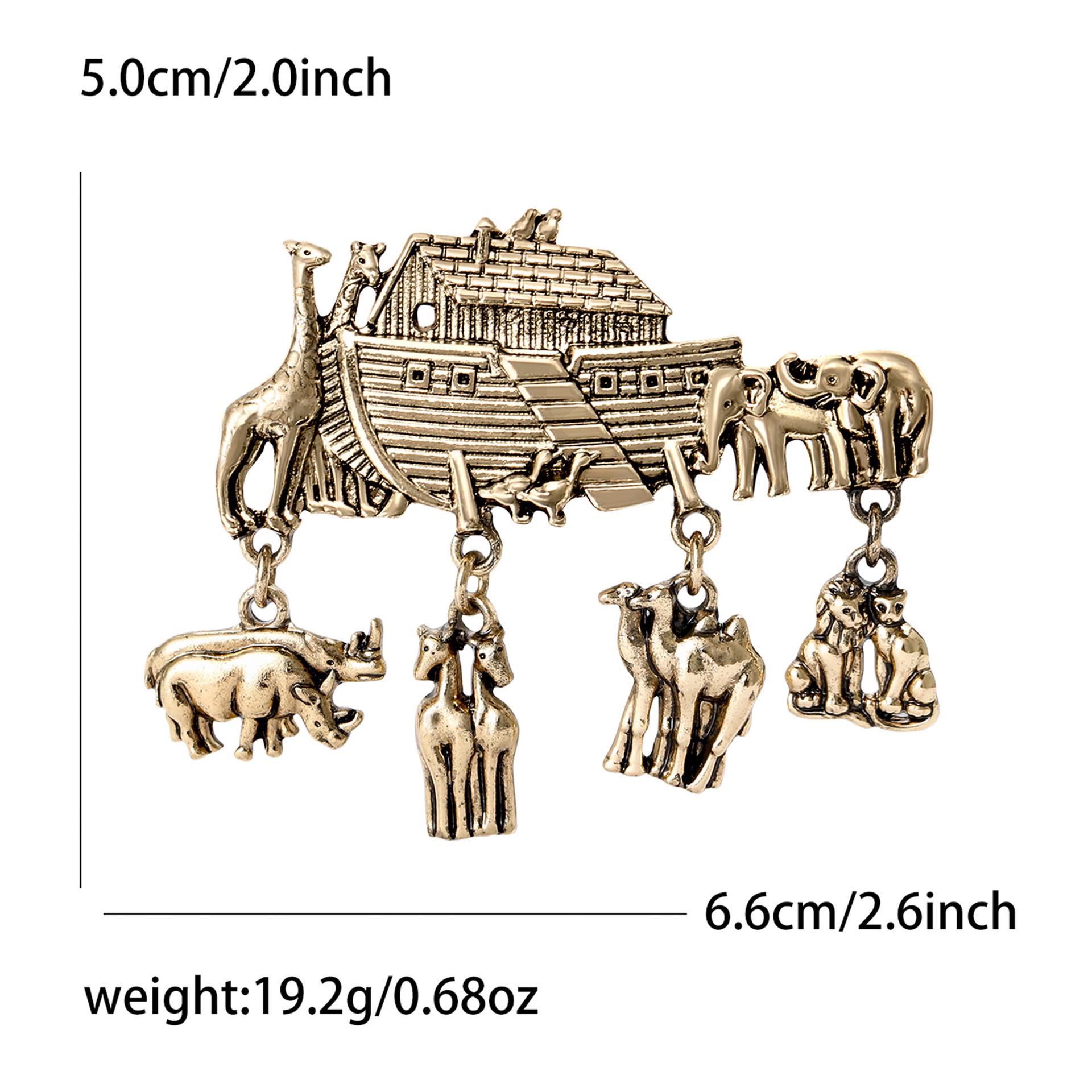 Noah s Ark Retro Pendant Brooch: Creative European-American Style, Artistic Light Luxury Pin