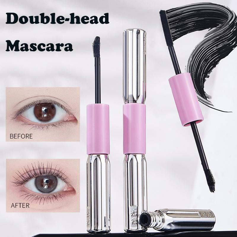 Double-In-One Mascara Silk Fiber Mascara Waterproof Mascara For Eyelash Extension Black Thick Lengthening Eyelashes Cosmetics