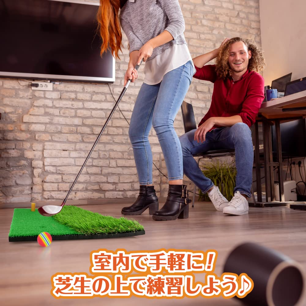 Tréninkový golfový míček pro začátečníky až pokročilé, sada gumových míčků, putter, swing, kompatibilní s hráči, podložka na obou stranách, odpaliště, (odmítnutí)