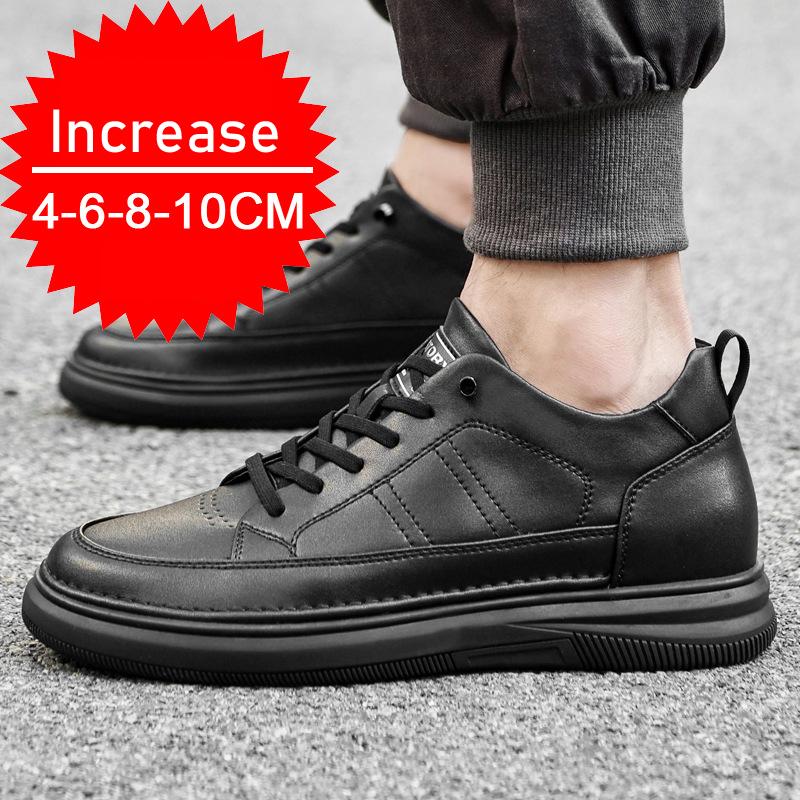 Men's Casual Elevator Shoes, 6-8cm Height Increase Sneakers, White Black Taller Lift Shoes, Breathable Walking Footwear