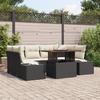 VidaXL Ensemble de salle à manger de jardin 7 pièces avec coussins en poly rattan noir et acacia 3349914