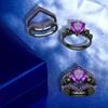 Gothic Black Rose Flower Skull Engagement Rings Set Red Purple Heart-shaped Zircon Crystal Wedding Anniversary Holiday Gift