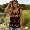 Women Sleeveless Tank Top Square Neck Ruched Halloween Print Casual Summer Blouse Lightweight Comfortable Fit