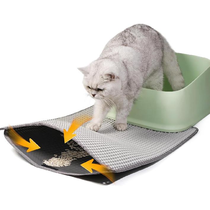 Cat Litter Mat, Honeycomb Cat Litter Mat, Double Layer Waterproof Cat Litter Mat Litter Trapping Mat, Prevents Cat Litter Scattering, Easy to
