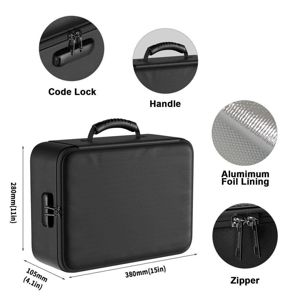 5200°F Heat-Resistant File Storage Container, Lockable Waterproof Fireproof File Box Large Capacity Box with Handle