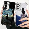 Black Cat Aesthetic Pattern Plating Phone Case For Samsung A17 A07 A37 A57 A16 A56 A15 A55 A14 A54 A13 A53 A26 A36 A25 A35 A24 A