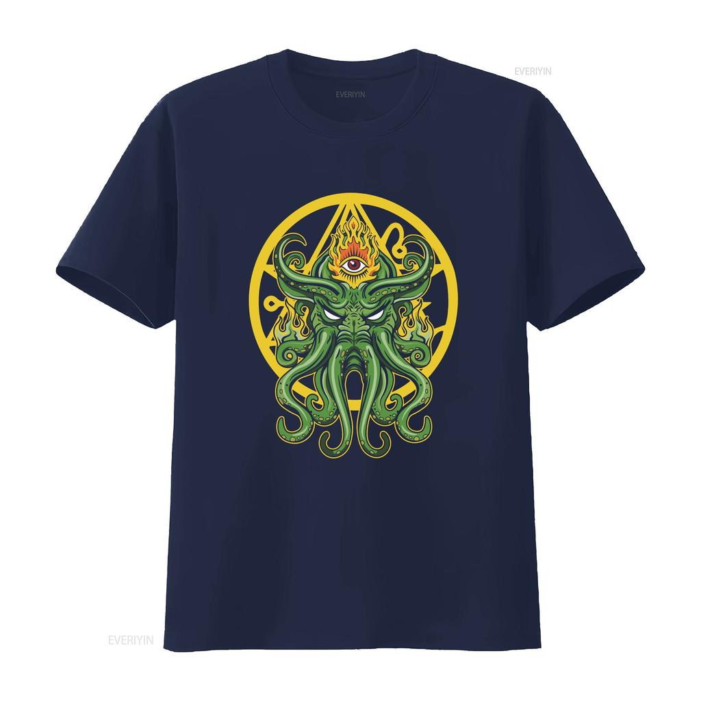 Cthulhu T Shirt H P Lovecraft Monster The Call Of Eye Providence Pentagram Sci Fi vintage Washed Soft Casual fashion Stylish
