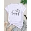 (European Size) Lovely Cute Women Letter Flower Tee Top Clothing Casual Short Sleeve T Shirt Fashion Print Lady Female Graphic T-shirts