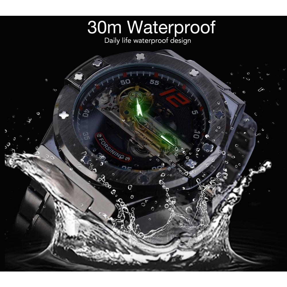Forsining Men's Fashion Casual Waterproof Tourbillon Automatic Mechanical Watch GMT1157-4-W