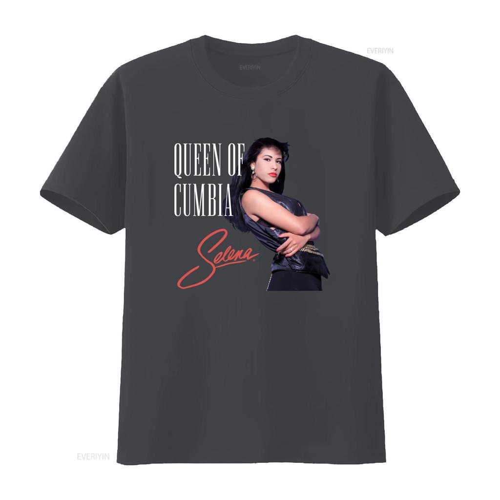 Selena Unisexs Queen Of Cumbia Black T Shirt New Available Sizes Xs 3xl Vintage Washed Designer Clothes Homme Unisex Stretched