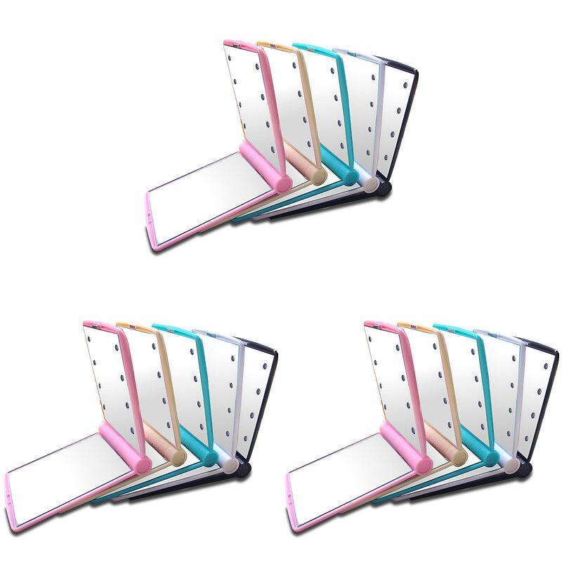 Portable Folding Makeup Mirror With Led Lights For Travel And Home Use