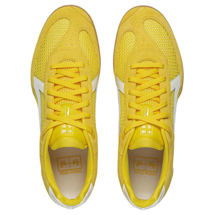Li Ning PP Tischtennis Atmungsaktiv Abriebfest Niedrig geschnitten Freizeitschuhe Herren Gelb Elfenbein AZGW305 /