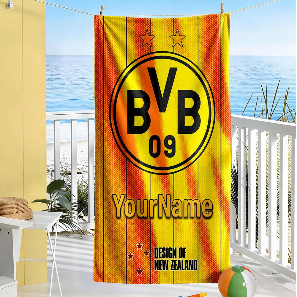 Borussia Dortmund Customized Name Beach Towel Soft Durable Quick-Dry Ideal for Travel Outdoor Swim Pool Yoga Surf Camping Hiking Gym Gift Holiday