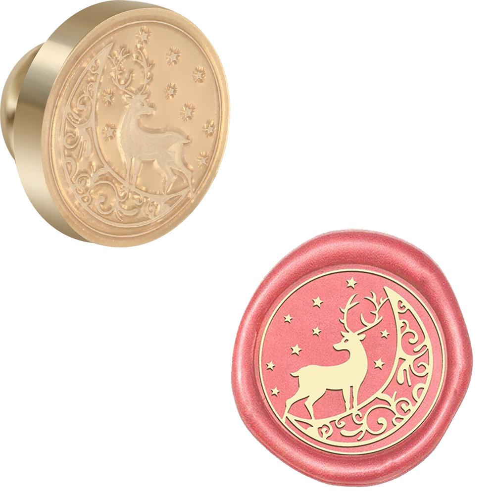 Moon and Animals Series Wax Seal Stamp Snake Elephant Cat Unicorn Replaceable Sealing Wax Stamp 25mm Brass Head for Halloween