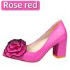 Fashion Aphixta Orange Big Rose Flowers 7cm Square Heels Pumps Women Shoes Students And Adults Pointed Toe Super Big Size 30-50
