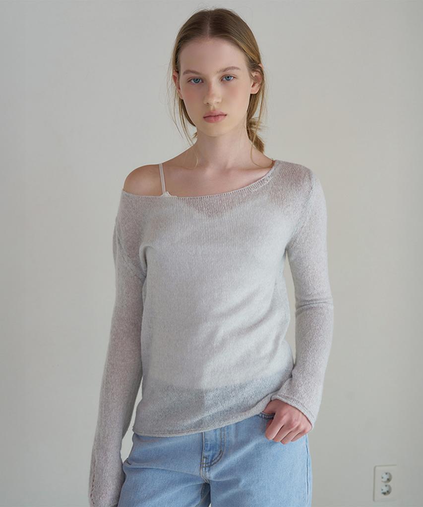 Sseomweeobeoteo Jenti Punching Mohair Knit - Light Gray