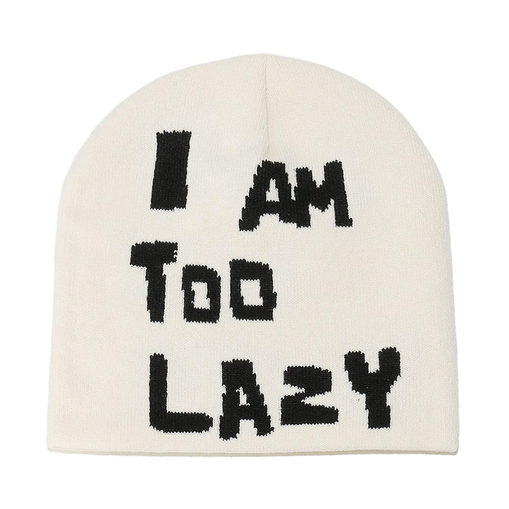 Ins Japanese Korean Version Warm Cold Hat Female Personality Versatile Winter Hat Alphabet Jacquard Knitted Hat Wool Hat Female Winter