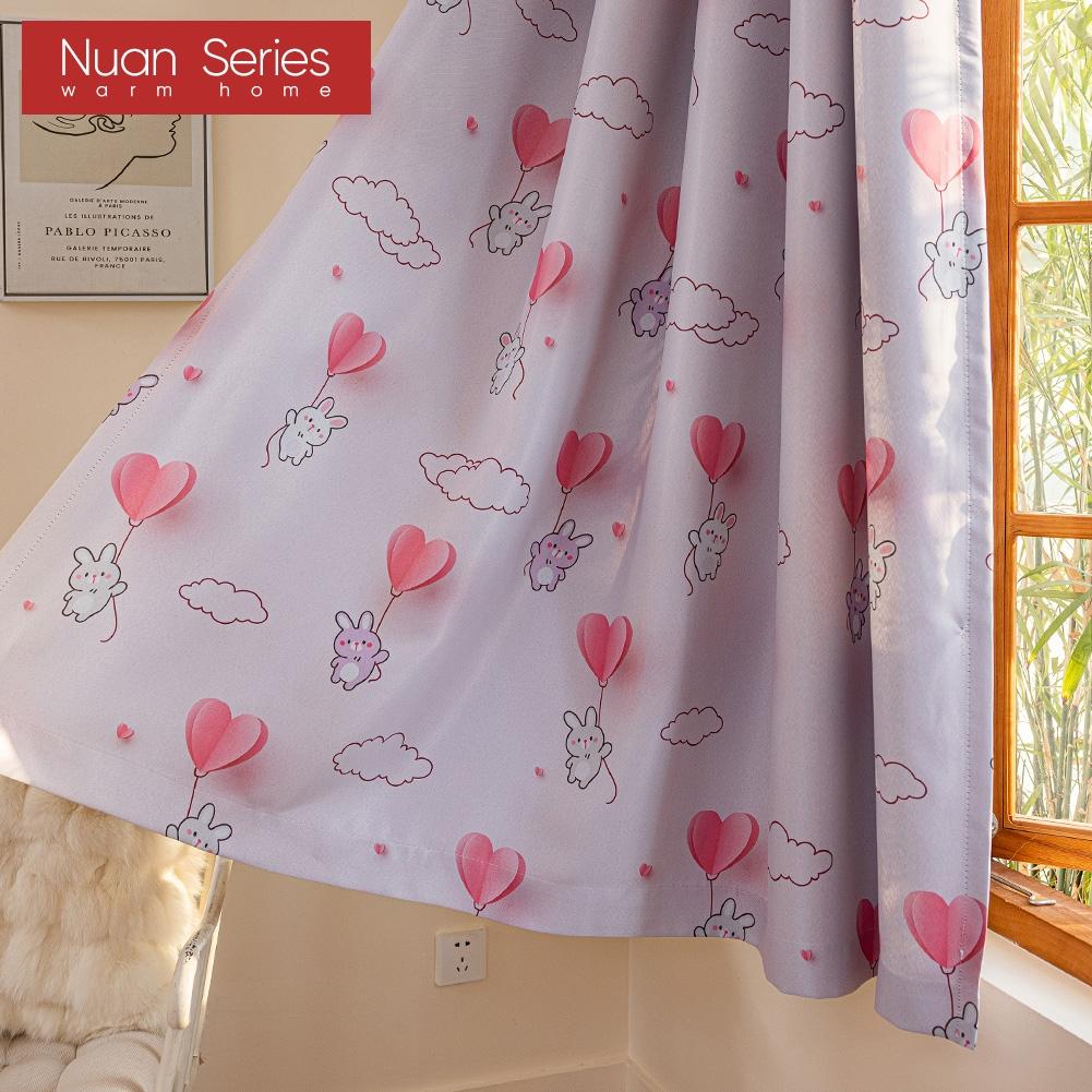 1 szt. 70-80% Zaciemniające Różowe Krótkie Zasłony do Pokoju Dziewczynki z Kreskówkowym Nadrukiem do Sypialni Salonu Dekoracja Domu Seria Nuan