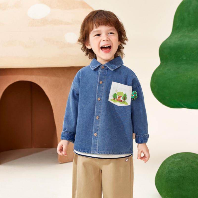 Jarní a podzimní nová dětská volná univerzální ležérní džínová košile