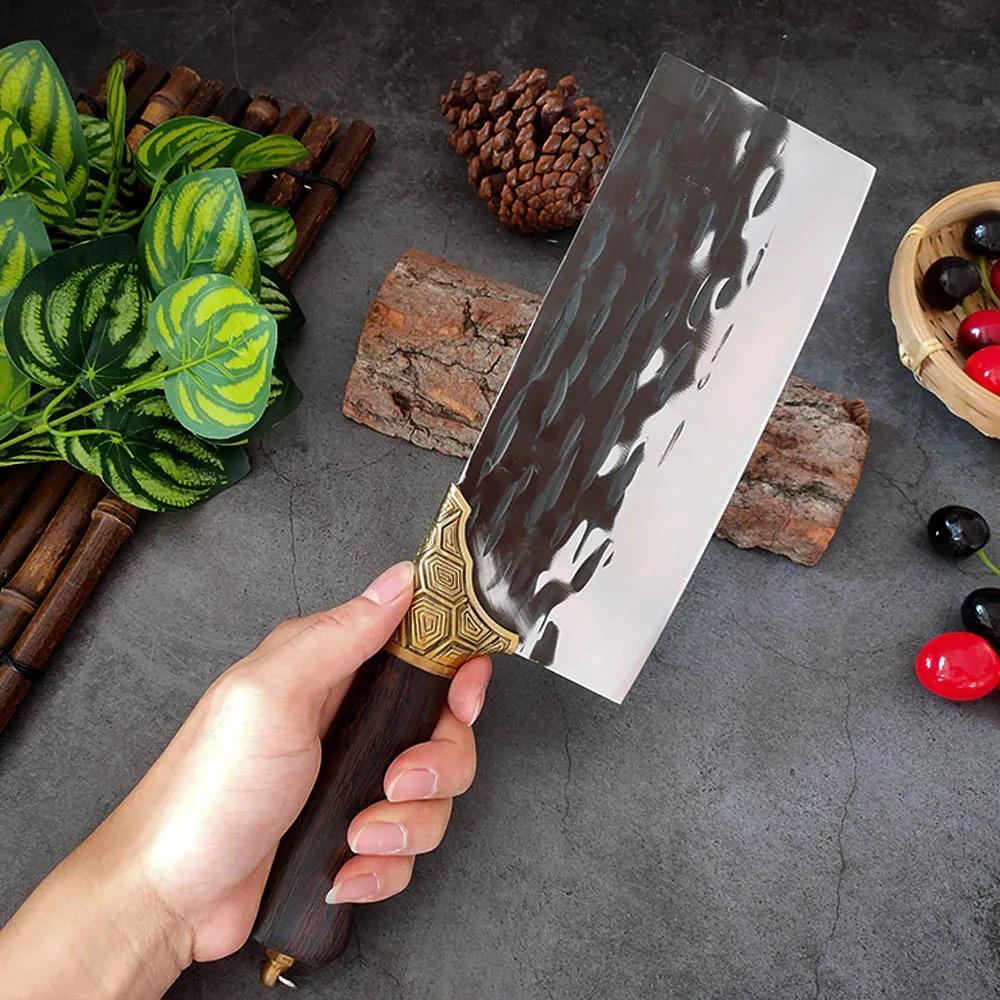 Heavy Duty Chinese Knife Hand Forged Steel Kitchen Knives Chopping Vegetable Cleaver Meat Butcher Boning Utility Knife Chef Tool