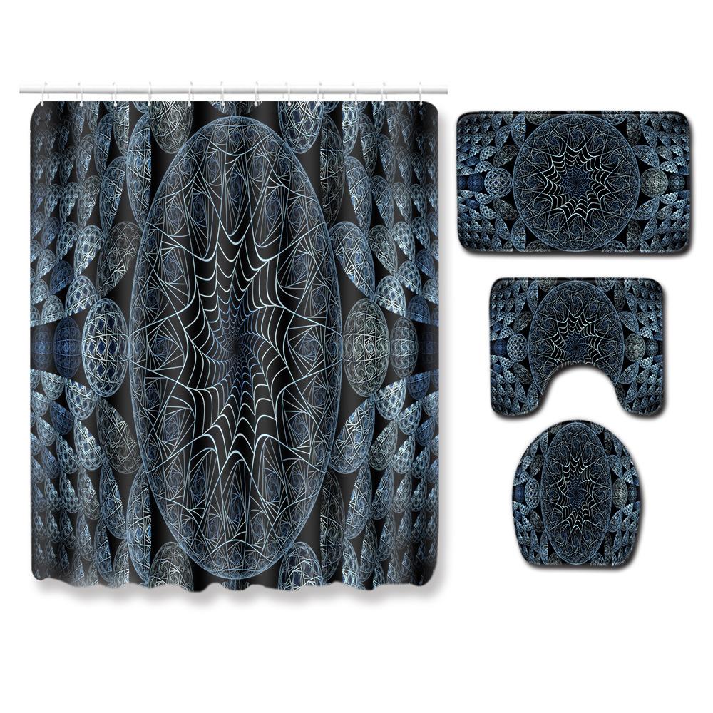 

Крутой узор Занавеска для душа Коврик для пола Комбинация Набор из четырех предметов Ванная туалет Ковер Коврик для ног 45*75