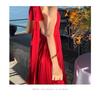 Seaside Desert Vacation Red Hanging Neck Dress Female Sanya Travel Wear Photo Sexy Backless Split Skirt